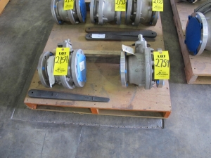 LOT (3) VALVES, BALL TYPE, 4 " (DN 100) SIZE, 316 SS MATERIAL, ASTM A351 CF8M SPECIFICATION, POLYMERIC SEATED, FULL BORE STYLE, 316 SS TRIM, FILLED TFE SOFTGOODS, NO OPERATOR, 150 LB RATING, FLANGED CONNECTIONS. TO BE SUPPLIED WITH LK868 BRACKET & LK908 COUPLING, PART # 4" 9150-31-3600-XTZ2 (W-51) LOADING & HANDLING FEE $15-